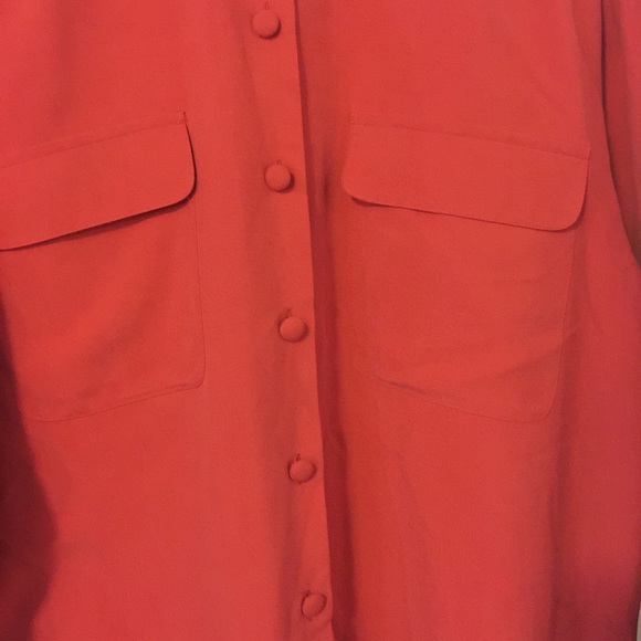 EDWARD Long Sleeve Orange Silk Long Sleeve Button Down Blouse Sz L - Picture 4 of 9